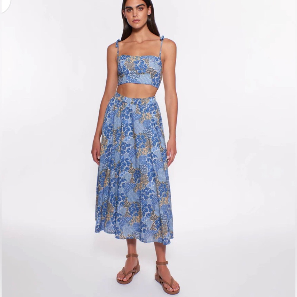 Peixoto Paula Skirt and Esti top Set Floral Blue New without tags